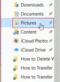 Pictures folder in list of accessible folders