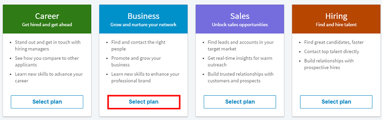 LinkedIn Premium plan options