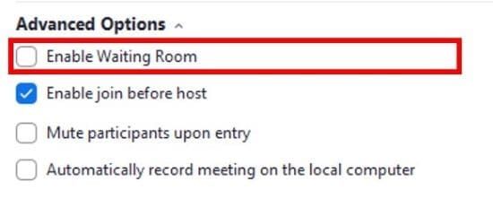 Enable or disable waiting room setting feature