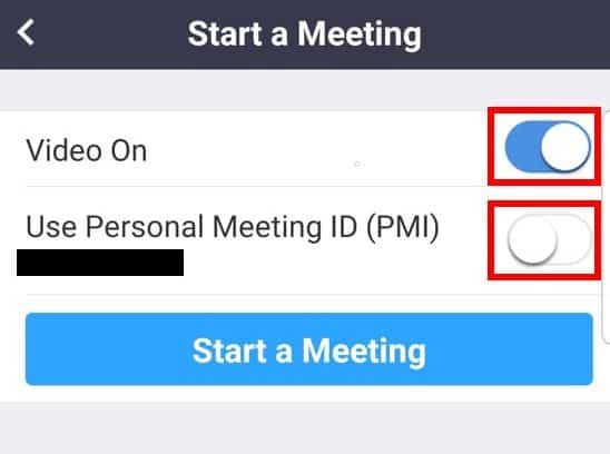 Mobile app start meeting options