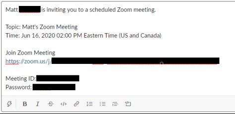 Meeting invitation message