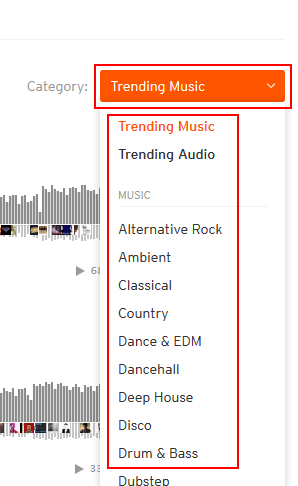 Browsing SoundCloud by track category