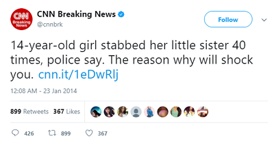 Click Baith headline from CNN about a stabbing