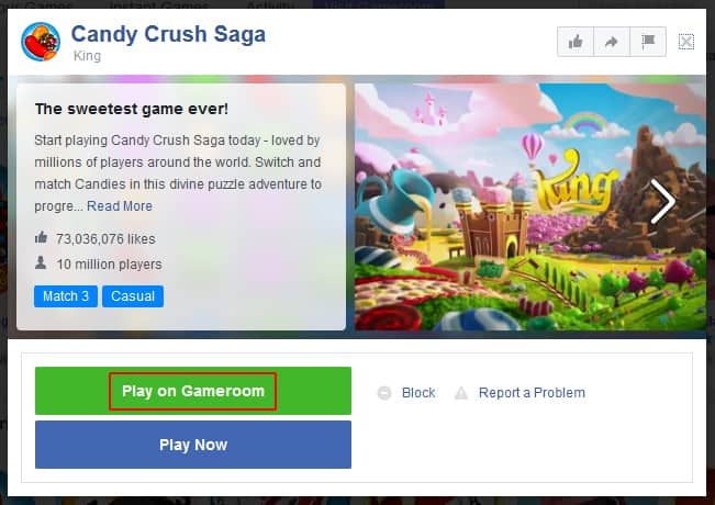 Play a Facebook game on Gameroom