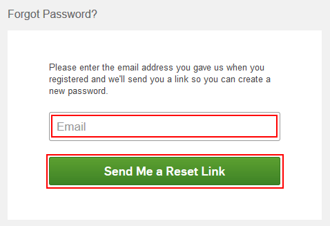 Form for Hulu sending you an email to reset your password