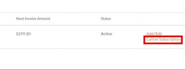Current plans with cancel button