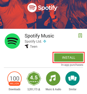 Downloading Spotify for a mobile device