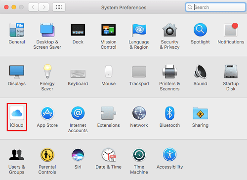 iCloud settings