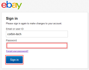 Sign into eBay again to verify your identity