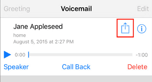 Share voicemail message icon