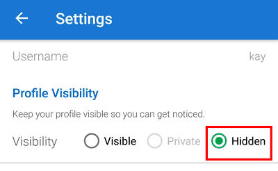 Hide profile visibility Android