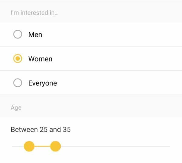 Bumble gender search options