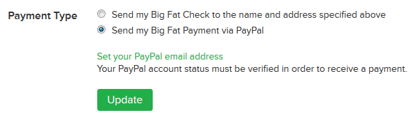 Payment options from Ebates