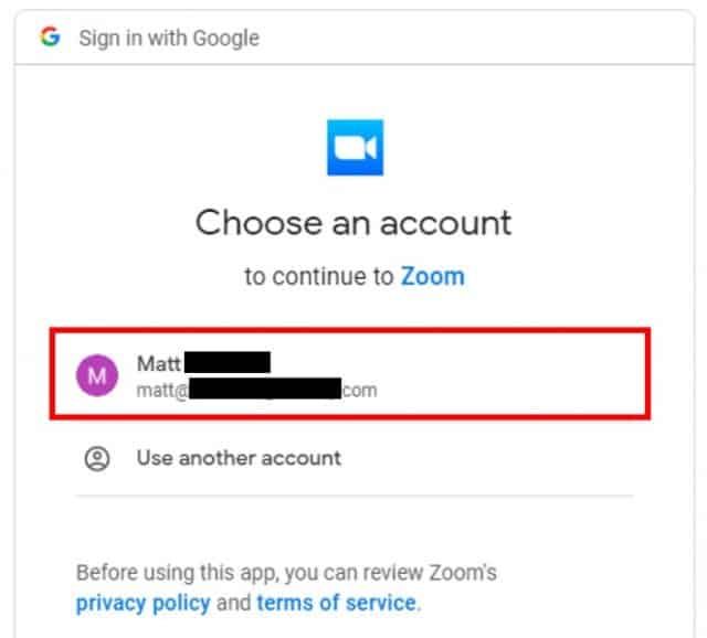 Google sign in with Google account