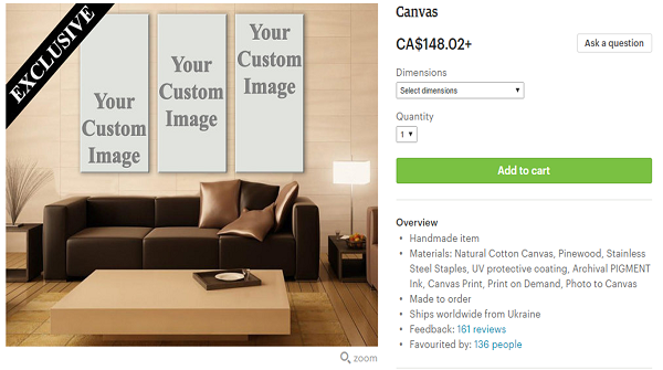 Buy canvas prints from Etsy