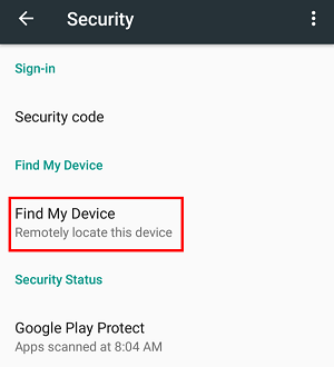 Find My Device feature