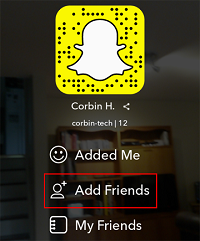 Add friends button to add to Snapchat