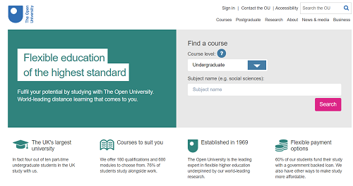 Open.edu homepage