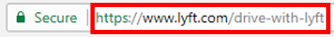 Lyft URL in web browser