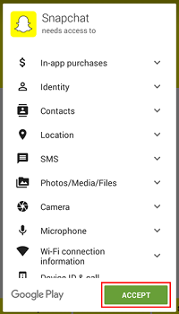 Allow access for Snapchat on your device