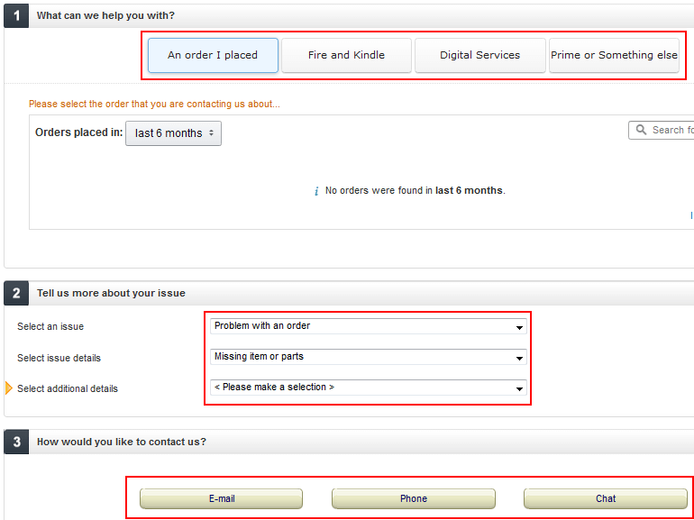 Amazon guided customer service