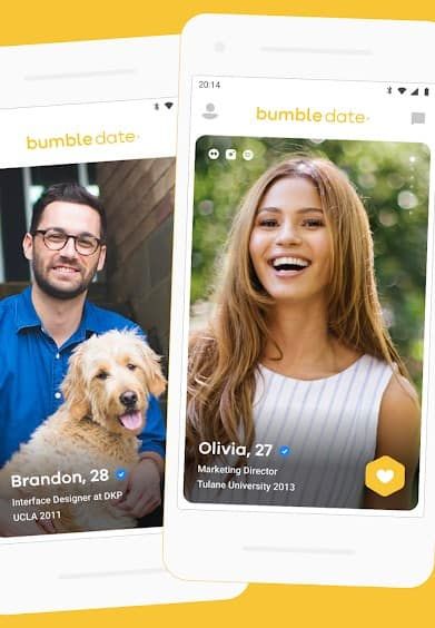 Example of the Bumble app