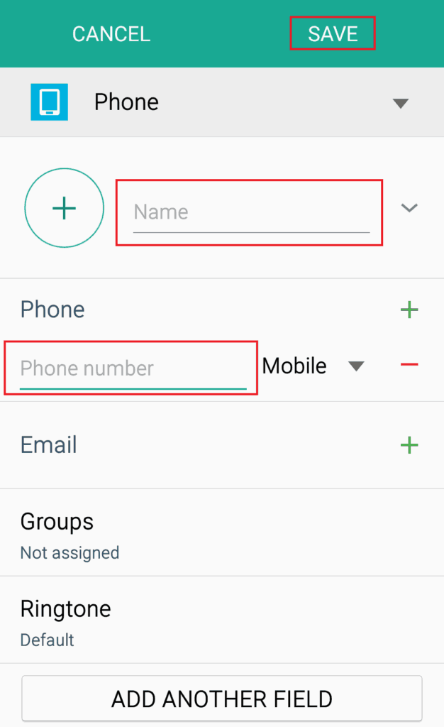 Adding details to an Android contact and saving the information