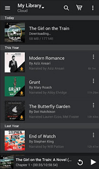 Audible library in mobile app