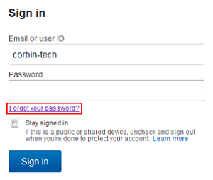 Click to indicate you have forgotten your password