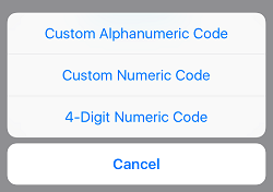 Choose type of passcode to enable