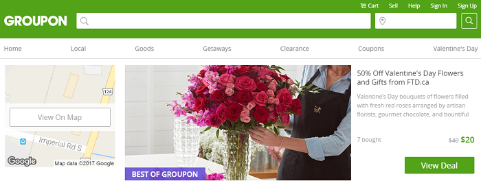 Groupon homepage