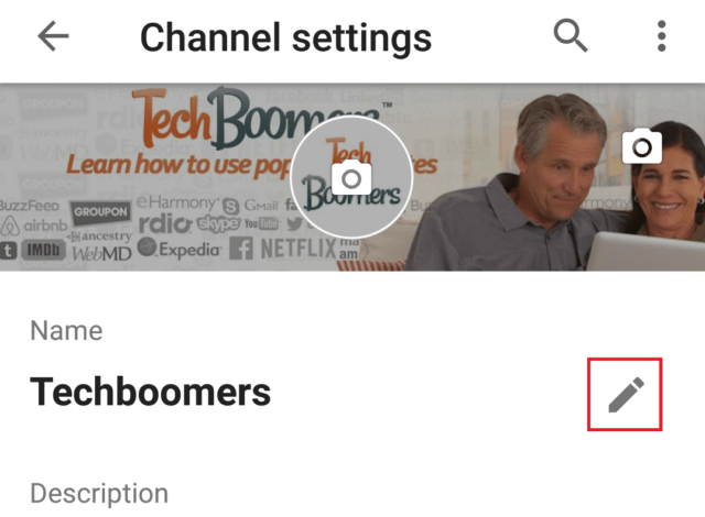 Editing your YouTube user name on Android devices