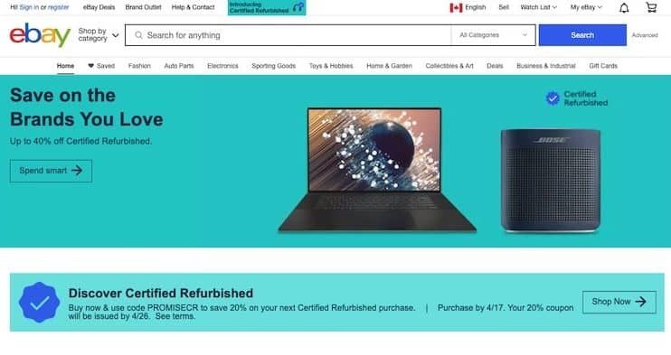 eBay homepage