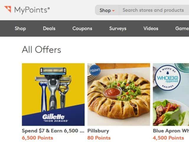 A screenshot of MyPoints.com