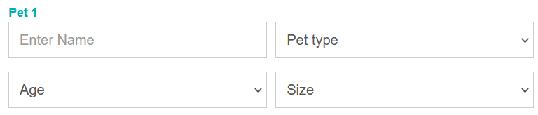 Fill in pet data for a pet care job on Care.com