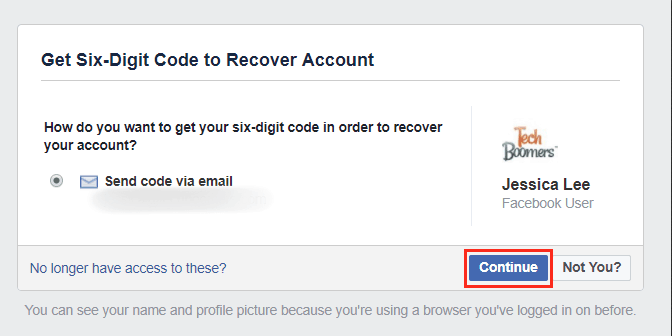 Send a recovery code to your email address