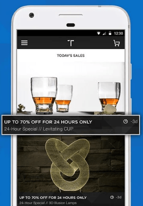 Home page of the Touch Of Modern app