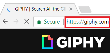 The URL for the GIPHY website