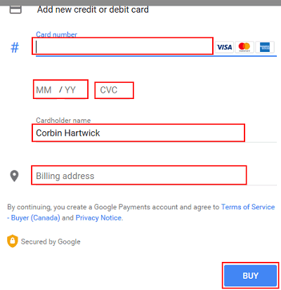 Pay for Google purchase