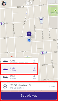 Set your pickup location on Lyft