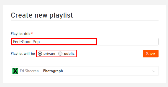 Form for creating a SoundCloud playlist