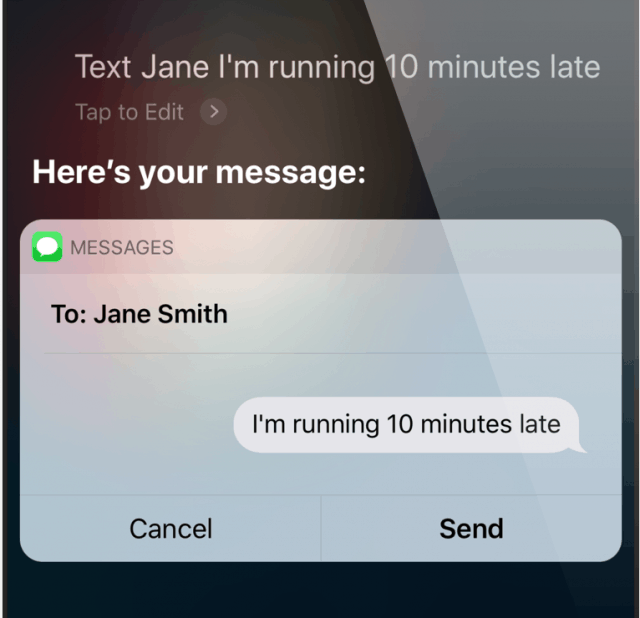 Using Siri to send a text message
