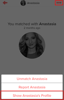 How to view a Tinder match's profile from the conversation screen