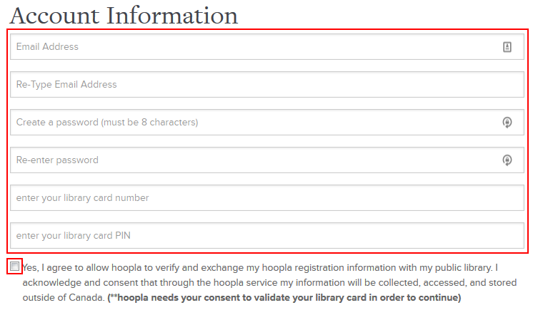Setting up your Hoopla account information