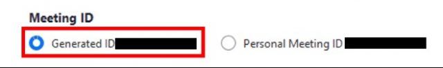 Zoom meeting ID toggle