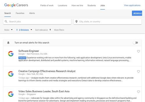Google Careers page
