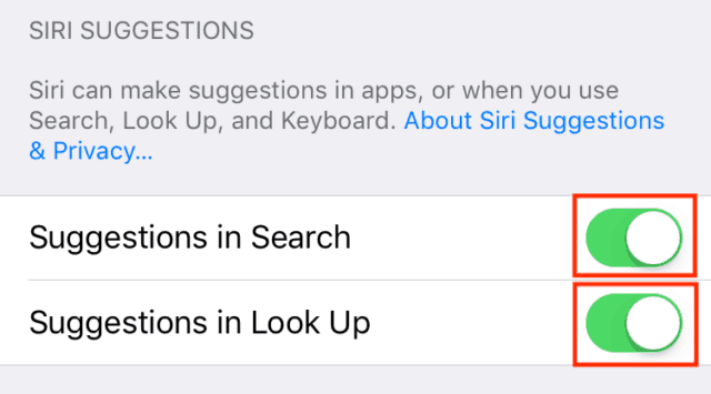 Disabling app suggestions from Siri
