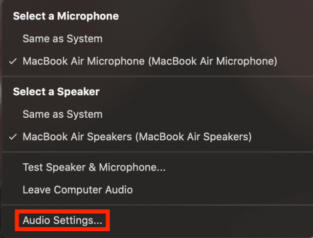 Audio options