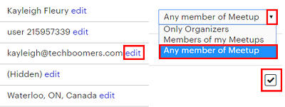 Click edit or drop-down menus to change your settings. Click check boxes to enable or disable settings