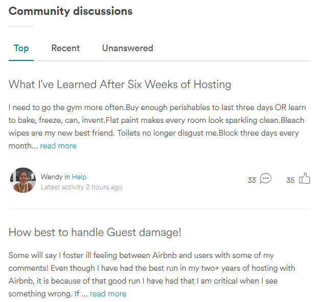 An Airbnb community discussion forum